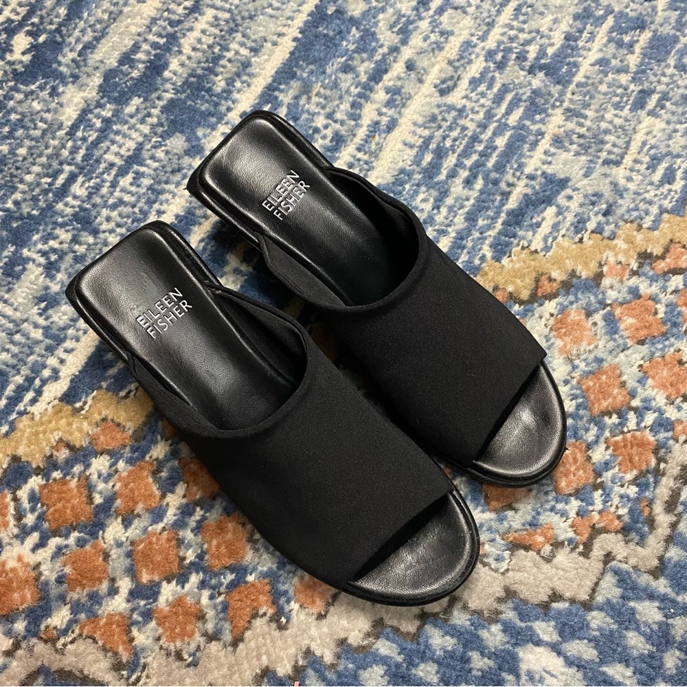 Eileen Fisher | Peep Toe Block Heel Slide